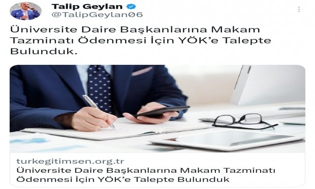 KAMU SEN Üniversite Daire Başkanlarına Makam Tazminatı Ödenmesi İçin YÖK’e Talepte Bulundu.